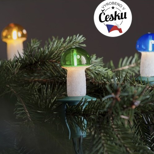 Obrázek z Retro vánoční osvětlení Muchomůrka barevná - Česká obnovená ruční výroba 