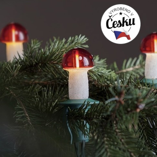 Obrázek z Retro vánoční osvětlení Muchomůrka červená - Česká obnovená ruční výroba 