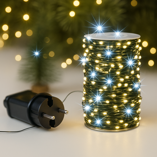 Obrázek z Nano LED vánoční řetěz venkovní 500led / 50m s flash efektem a časovačem 