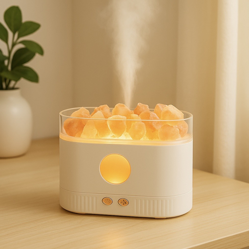 Obrázek z Himalájská solná lampa & aroma difuzér – designový zvlhčovač vzduchu pro zdravější domácí klima a voňavý vánoční dárek 