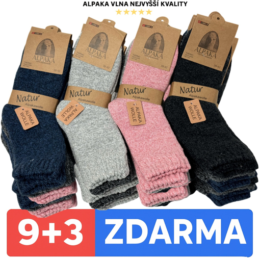 Obrázek z Sada 9 + 3 páry dámských termo ponožek z alpačí vlny - jemné pastelové barvy 