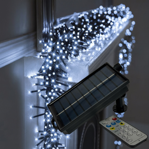 Obrázek z Venkovní LED solární vánoční řetěz - ježek 250 LED/10 m s propojovacím systémem, ovladačem, časovačem a regulací intenzity svícení 