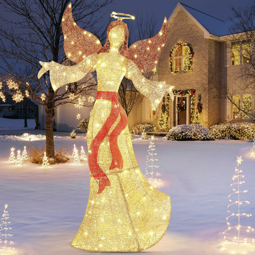 Obrázek z Venkovní XXL LED svítící Anděl přivítání - 152 cm 