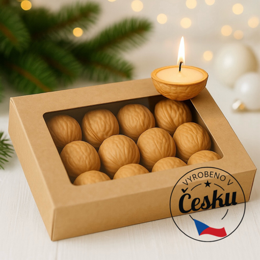 Obrázek z Sada 15 ks plovoucích svíček vlašský ořech v dárkovém balení 