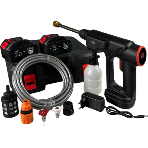 Obrázek z Nakida aku tlakový čistič 21V s digitálním displejem – výkonný bezdrátový pomocník se 2 bateriemi a bohatým příslušenstvím 