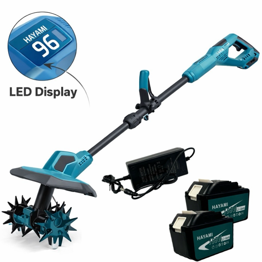 Obrázek z Akumulátorový kultivátor / okopávačka na pletí a kypření HAYAMI s digitálním displejem + 2 baterie + příslušenství 