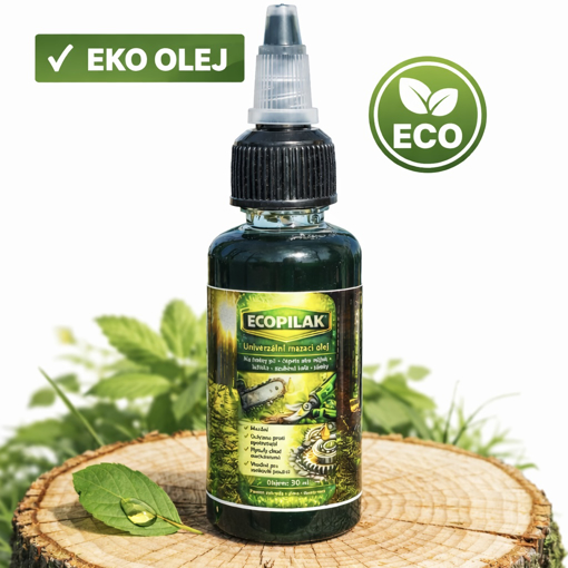Obrázek z ECOPILAK speciální eco olej na řetězy u aku pil čepele aku nůžek - 30ml 