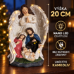 Obrázek z Svítící vánoční betlém s andělem 20 cm – dekorace s teplým nano LED osvětlením bez nutnosti zásuvky 