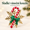 Obrázek z Vánoční brož Sladké vánoční kouzlo – cukrová hůlka se zelenou mašlí 